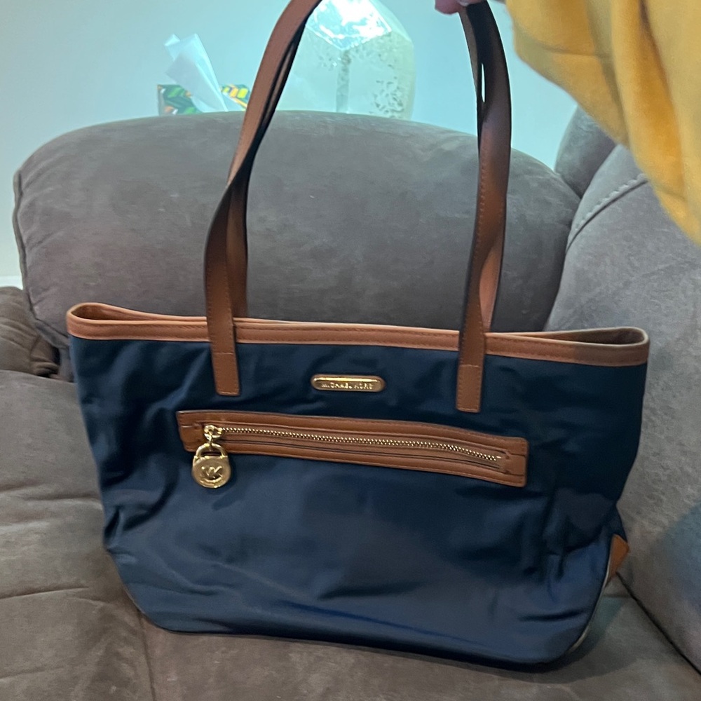 Michael Kors Dark Blue and Brown Tote